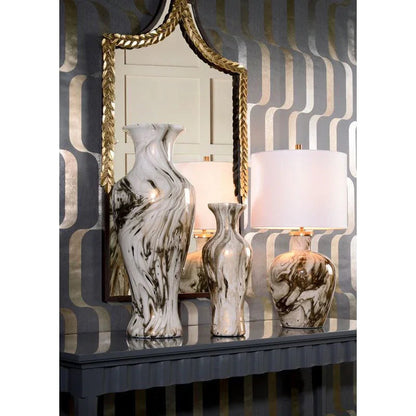 Calacatta Gold Marbled Patterned Glass Vase - LOOMLAN - Wildwood - Vases & Jars