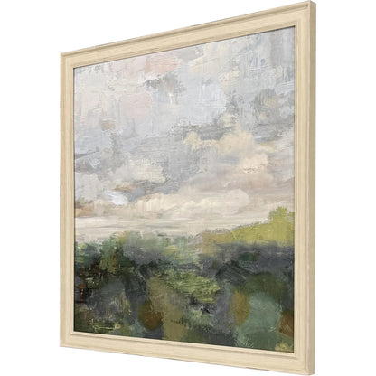 Calm Reflection II Wood Frame Green Canvas Art