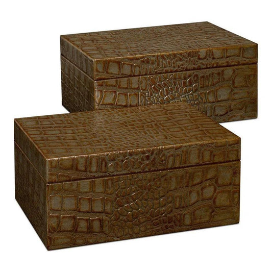 Candece Croco Embossed Leather Green Box 2PC