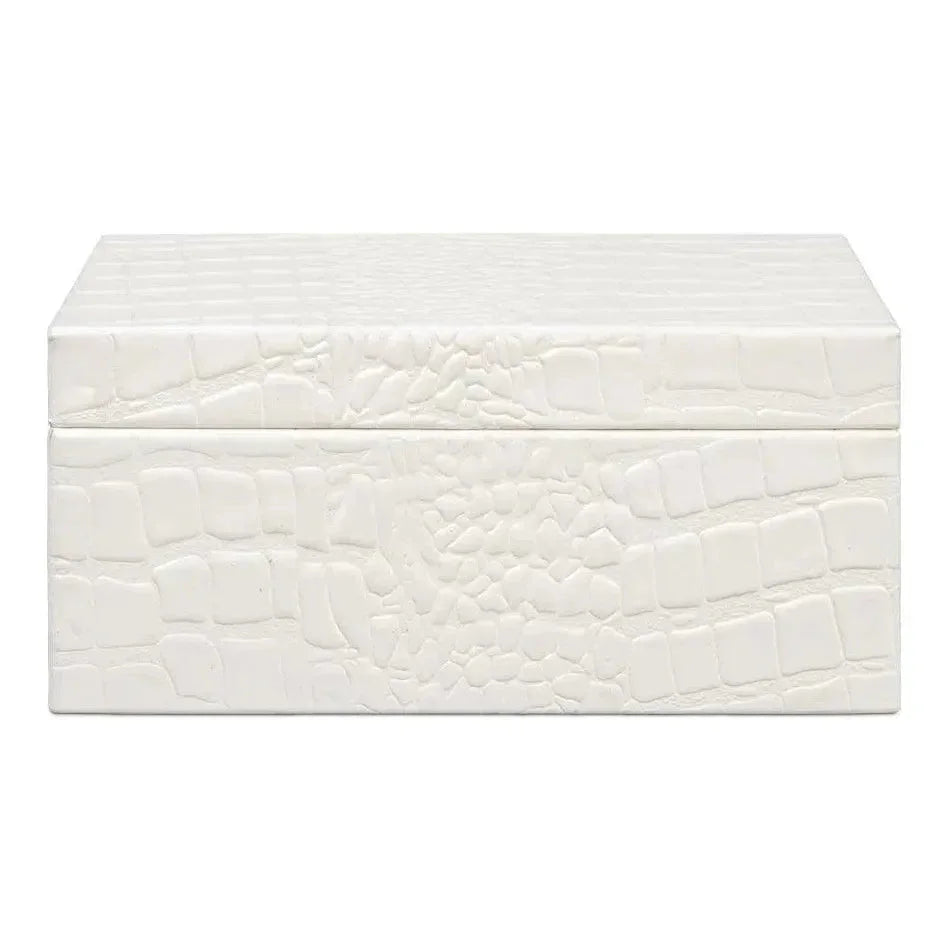 Candece Croco Embossed Leather Over Wood Box 2PC - LOOMLAN - Sarreid - Boxes & Bowls