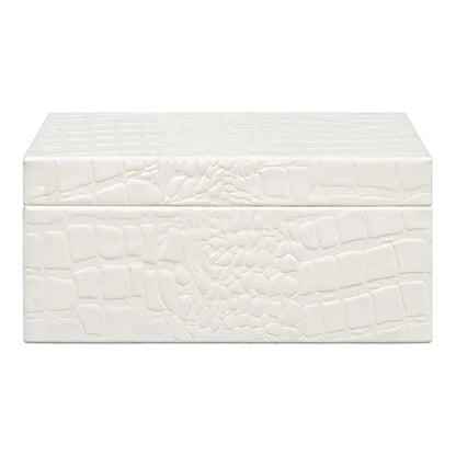 Candece Croco Embossed Leather Over Wood Box 2PC - LOOMLAN - Sarreid - Boxes & Bowls