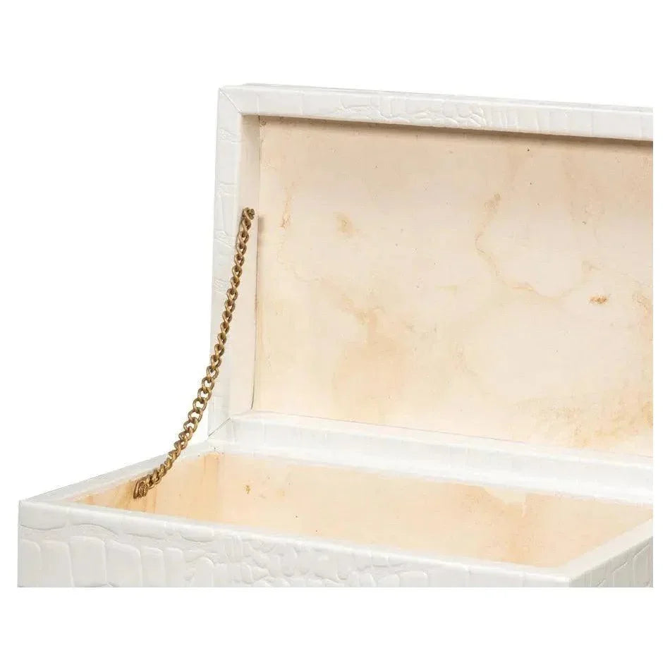 Candece Croco Embossed Leather Over Wood Box 2PC - LOOMLAN - Sarreid - Boxes & Bowls