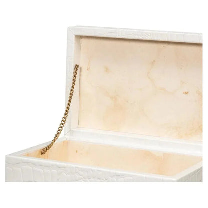 Candece Croco Embossed Leather Over Wood Box 2PC - LOOMLAN - Sarreid - Boxes & Bowls