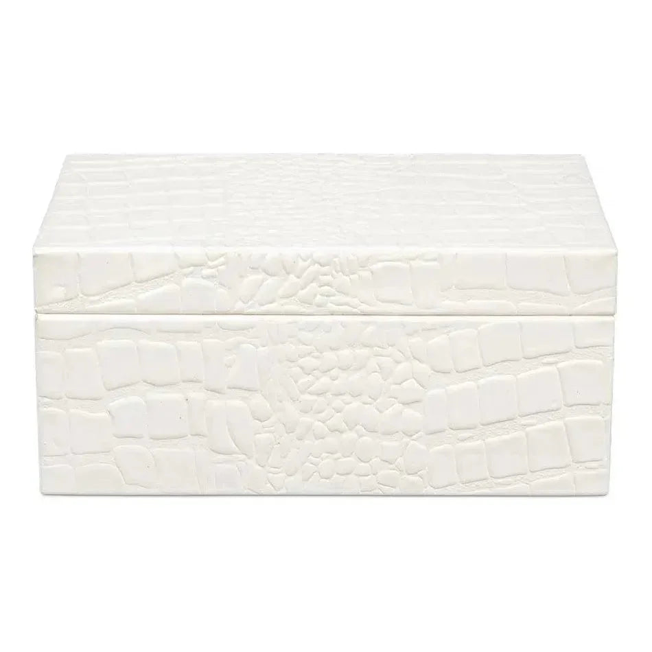 Candece Croco Embossed Leather Over Wood Box 2PC - LOOMLAN - Sarreid - Boxes & Bowls