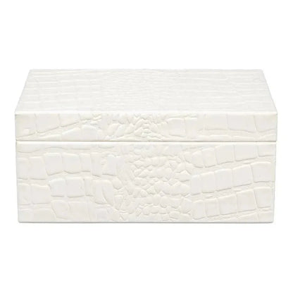 Candece Croco Embossed Leather Over Wood Box 2PC - LOOMLAN - Sarreid - Boxes & Bowls