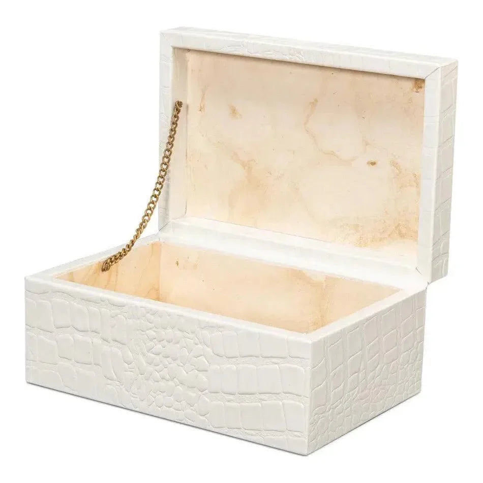 Candece Croco Embossed Leather Over Wood Box 2PC - LOOMLAN - Sarreid - Boxes & Bowls