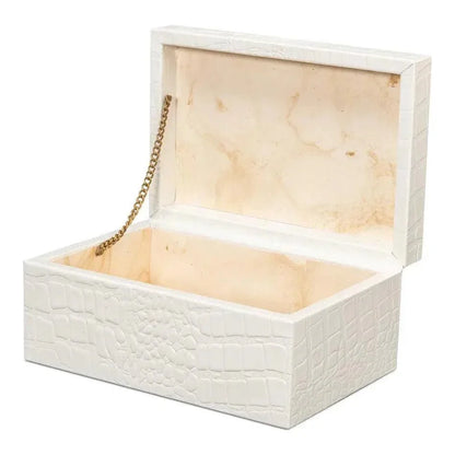 Candece Croco Embossed Leather Over Wood Box 2PC - LOOMLAN - Sarreid - Boxes & Bowls