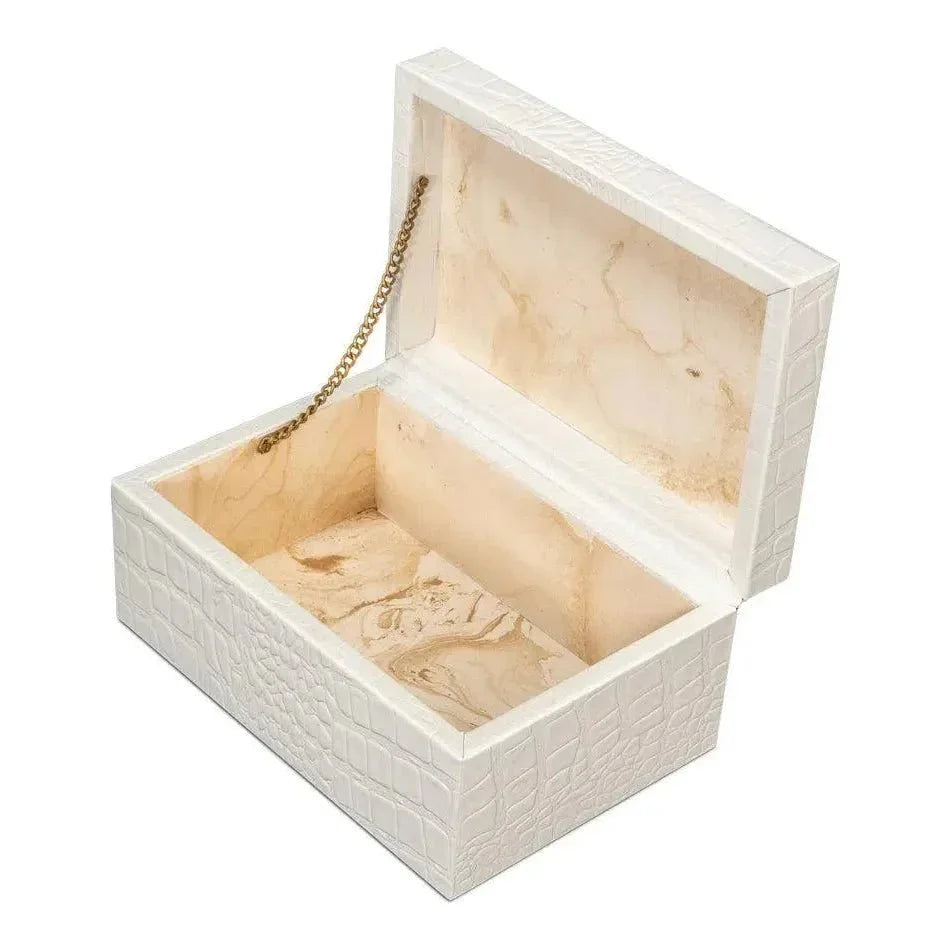 Candece Croco Embossed Leather Over Wood Box 2PC - LOOMLAN - Sarreid - Boxes & Bowls