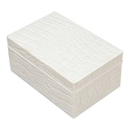 Candece Croco Embossed Leather Over Wood Box 2PC - LOOMLAN - Sarreid - Boxes & Bowls