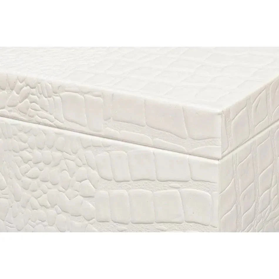 Candece Croco Embossed Leather Over Wood Box 2PC - LOOMLAN - Sarreid - Boxes & Bowls