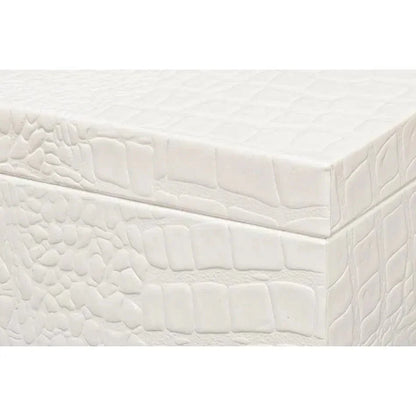 Candece Croco Embossed Leather Over Wood Box 2PC - LOOMLAN - Sarreid - Boxes & Bowls
