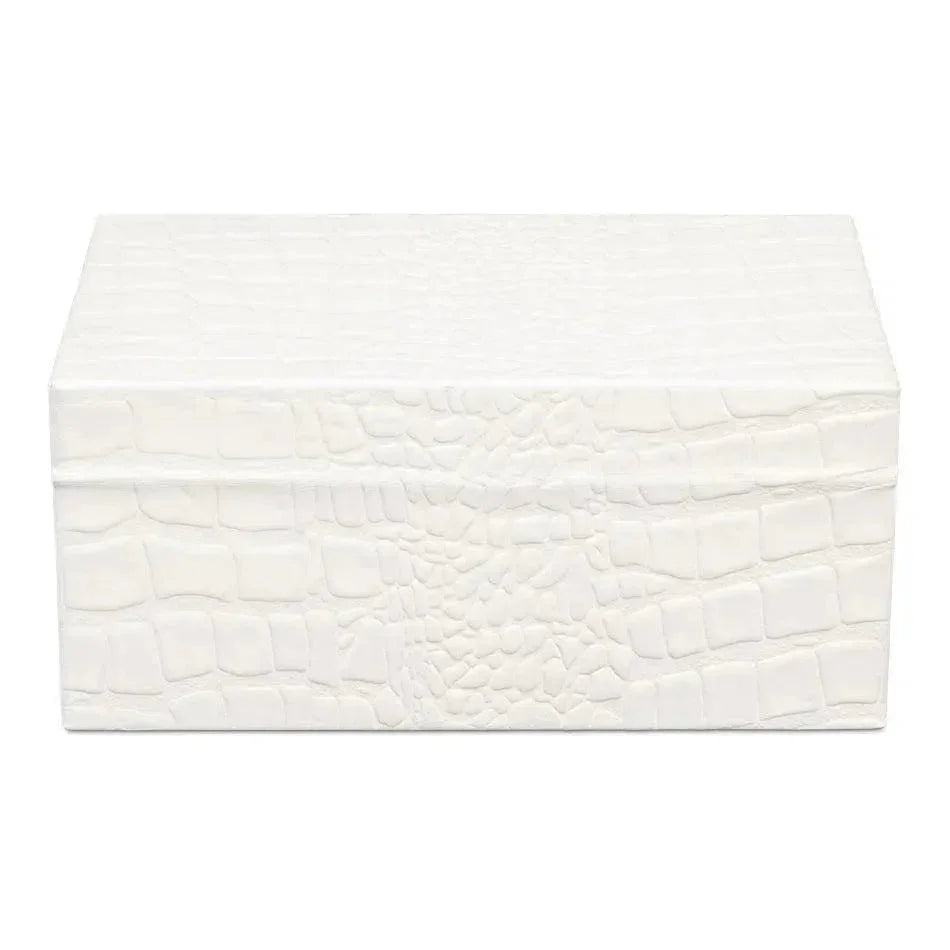 Candece Croco Embossed Leather Over Wood Box 2PC - LOOMLAN - Sarreid - Boxes & Bowls