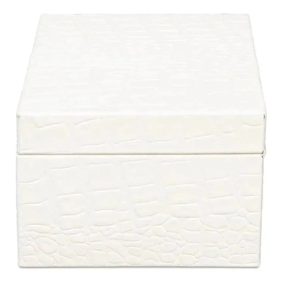 Candece Croco Embossed Leather Over Wood Box 2PC - LOOMLAN - Sarreid - Boxes & Bowls