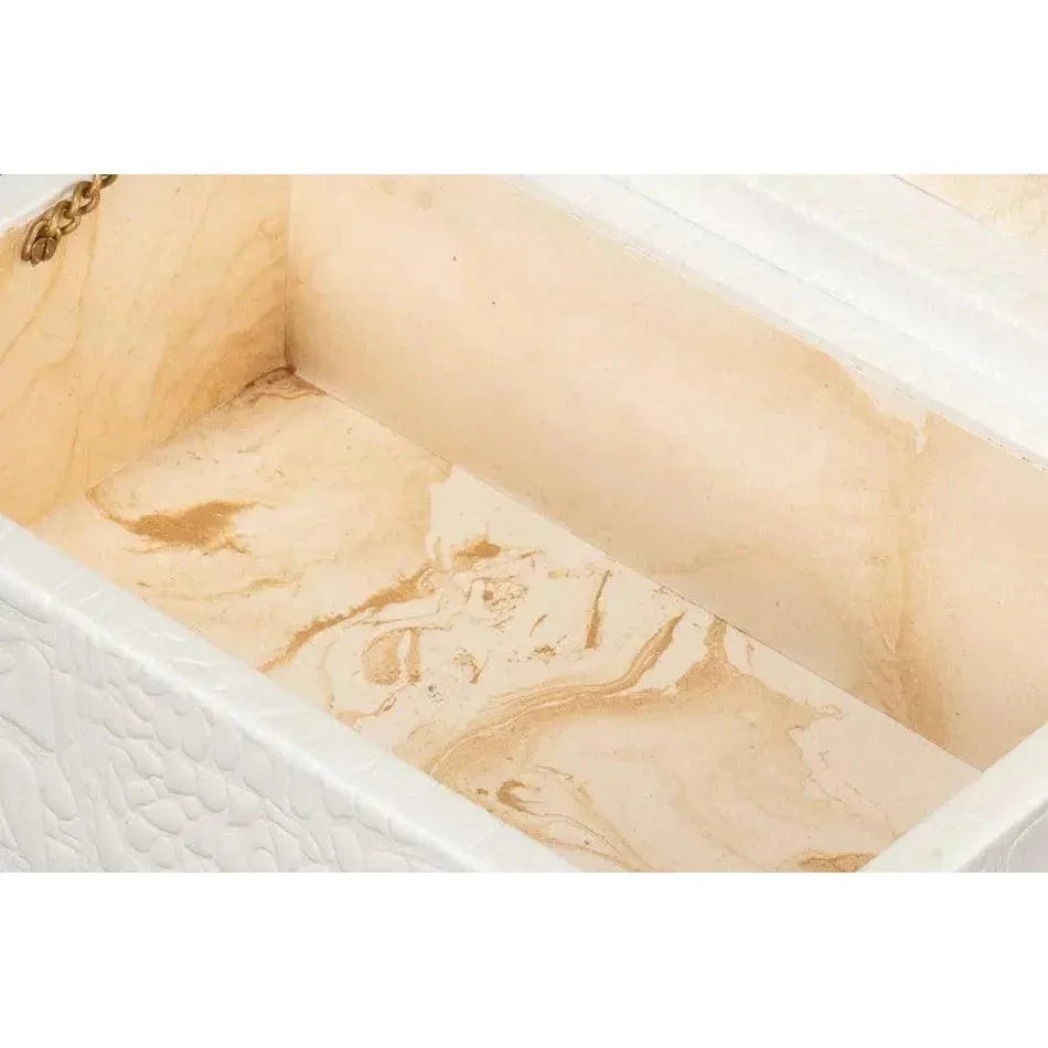 Candece Croco Embossed Leather Over Wood Box 2PC - LOOMLAN - Sarreid - Boxes & Bowls