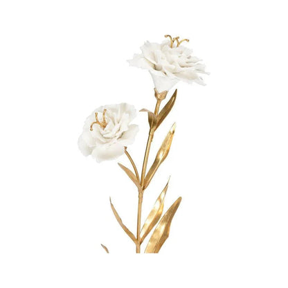 Carnation on Alabaster Stand White Sculpture - LOOMLAN - Chelsea House - Statues & Sculptures
