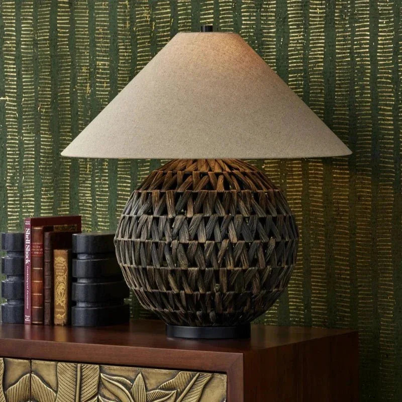 Casimer Black Water Hyacinth Table Lamp - LOOMLAN - Currey & Co - Table Lamps