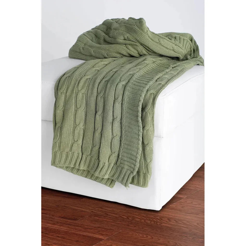 Cassy Cable Knitted Throw Blanket - LOOMLAN - LOOMLAN - Throw Blankets