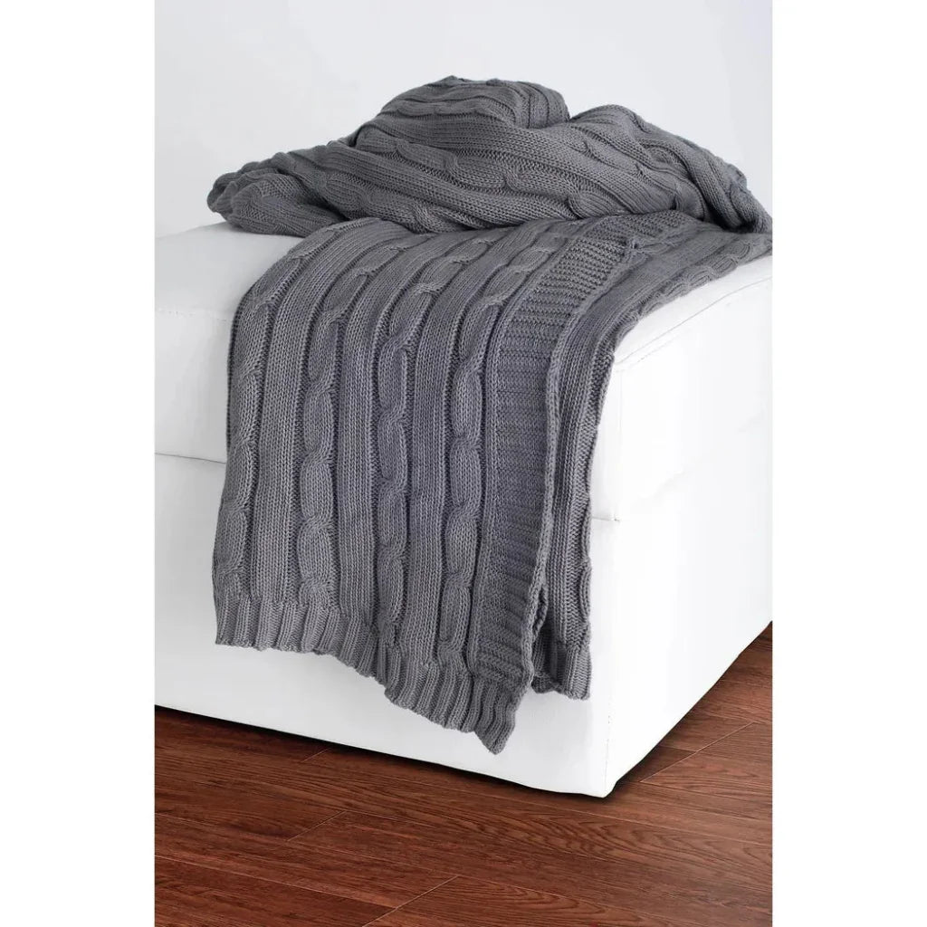Cassy Cable Knitted Throw Blanket - LOOMLAN - LOOMLAN - Throw Blankets