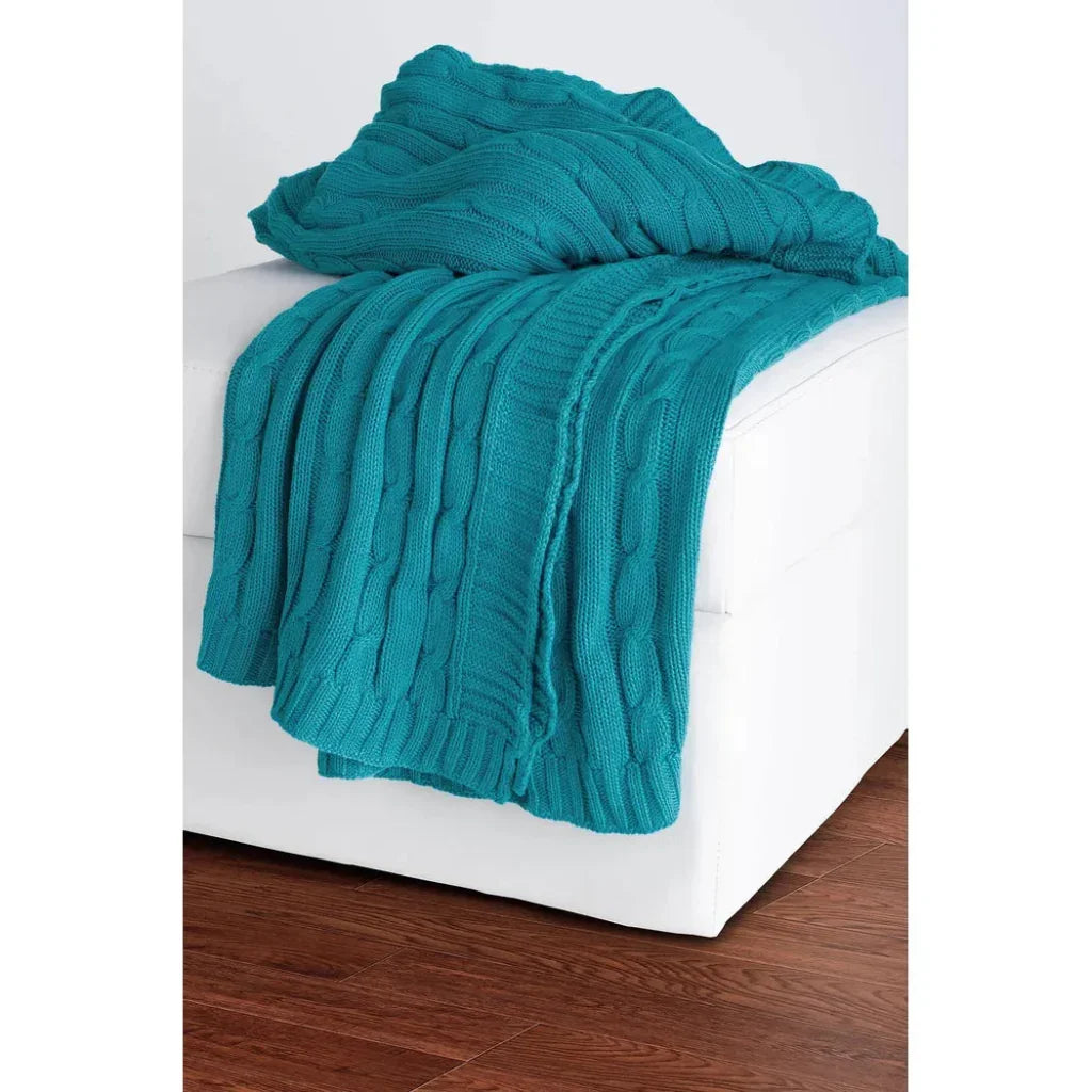Cassy Cable Knitted Throw Blanket - LOOMLAN - LOOMLAN - Throw Blankets