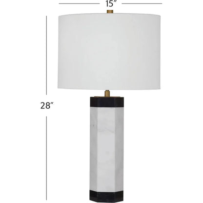 Charlie White Marble and Metal Table Lamp - LOOMLAN - Table Lamps