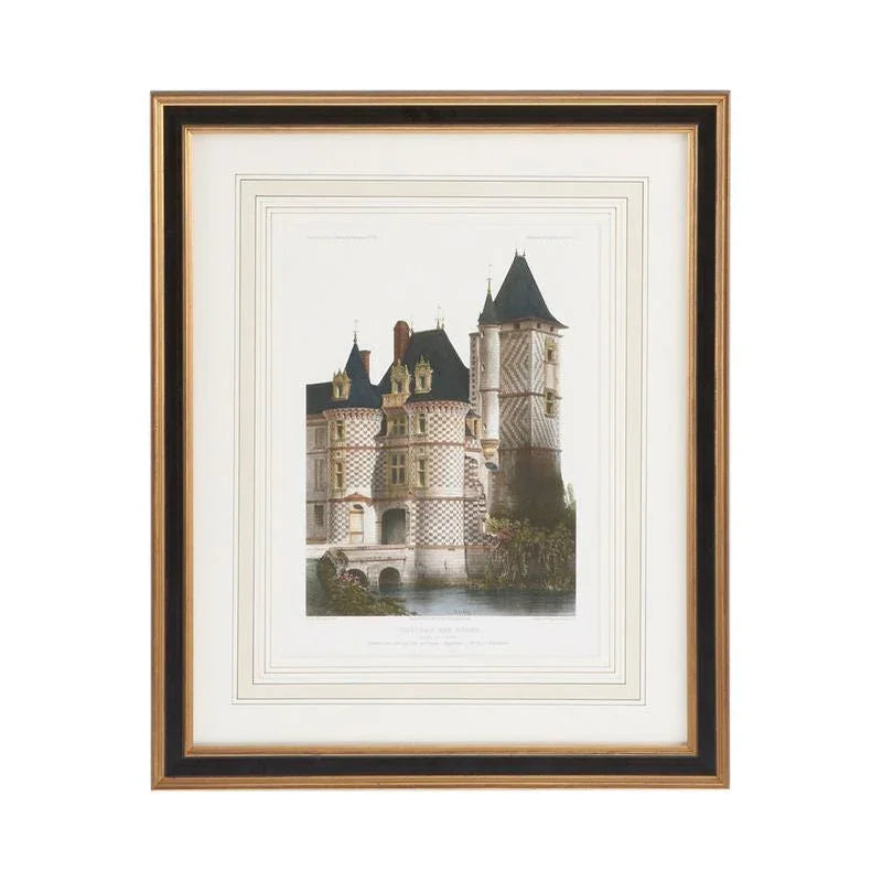 Chateau Des Reaux Gold Framed Artwork-Framed Wall Art-Chelsea House-LOOMLAN