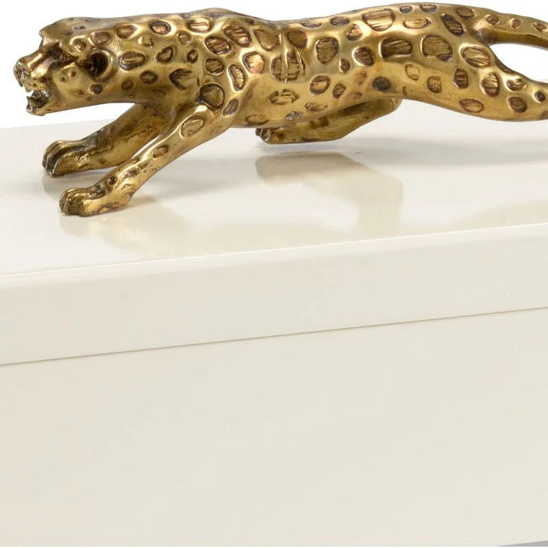 Cheetah Sculpture Topped Wooden Box - LOOMLAN - Chelsea House - Boxes & Bowls