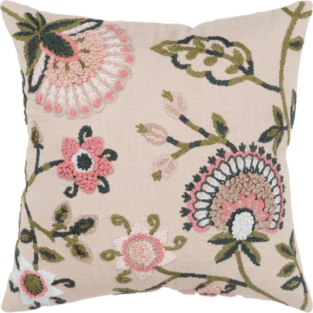 LOOMLAN Chic Embroidered Pink Couch Pillow Insert
