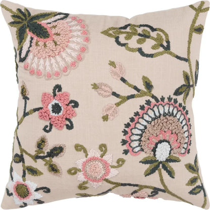 LOOMLAN Chic Embroidered Pink Couch Pillow Insert