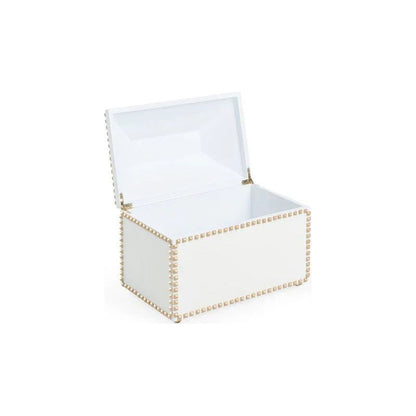 Chic Studded White Faux Leather Box - LOOMLAN - Chelsea House - Boxes & Bowls