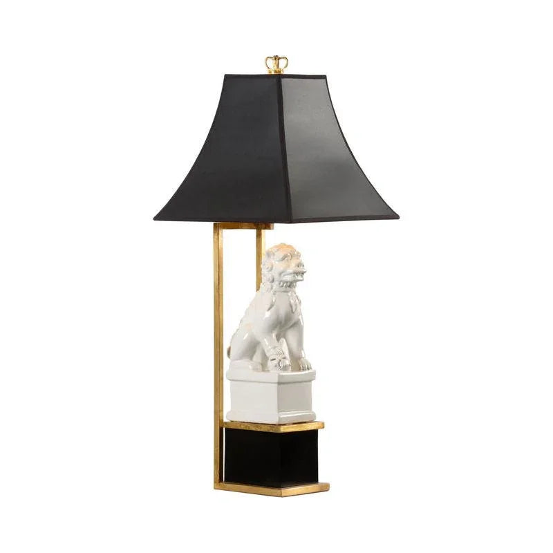 Chinese Cream Ceramic Dog Design Table Lamp - LOOMLAN - Chelsea House - Table Lamps
