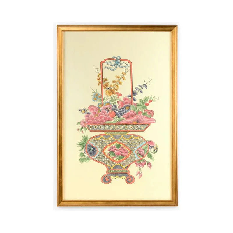Chinoiserie Basket Hand Painted Artwork-Framed Wall Art-Chelsea House-Basket III-LOOMLAN
