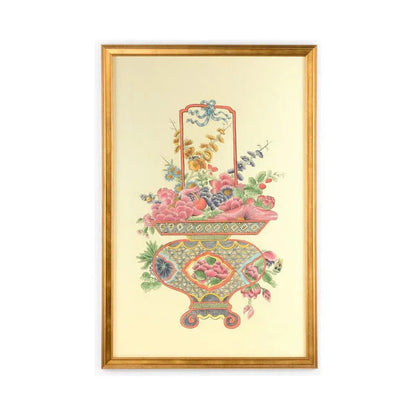 Chinoiserie Basket Hand Painted Artwork-Framed Wall Art-Chelsea House-Basket III-LOOMLAN
