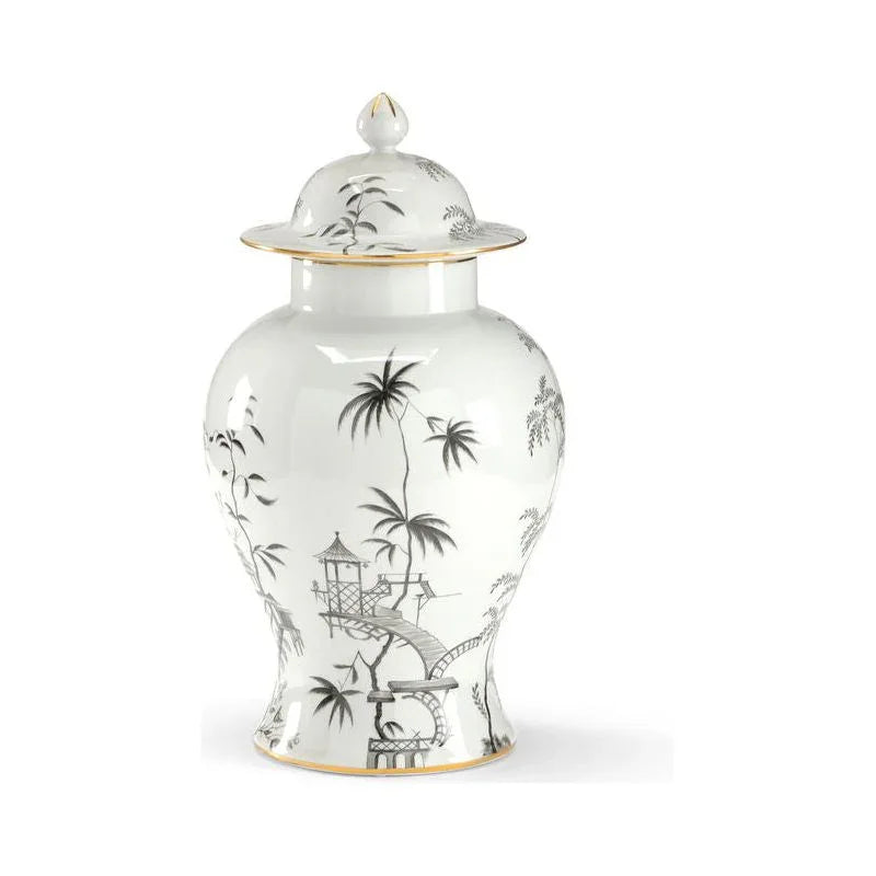 Chinoiserie Hand Decorated Porcelain Jar - LOOMLAN - Chelsea House - Vases & Jars