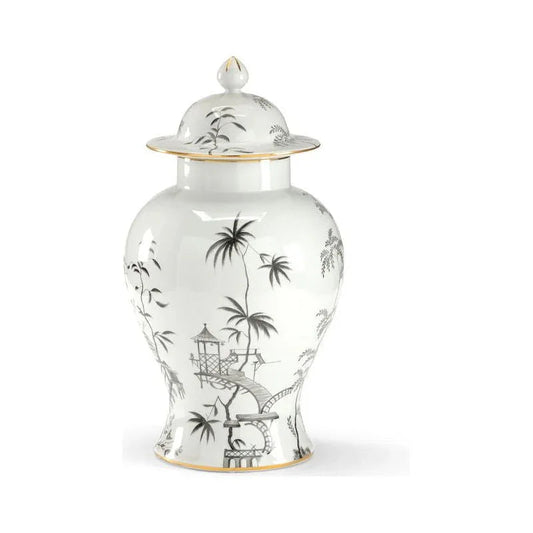 Chinoiserie Hand Decorated Porcelain Jar - LOOMLAN - Chelsea House - Vases & Jars