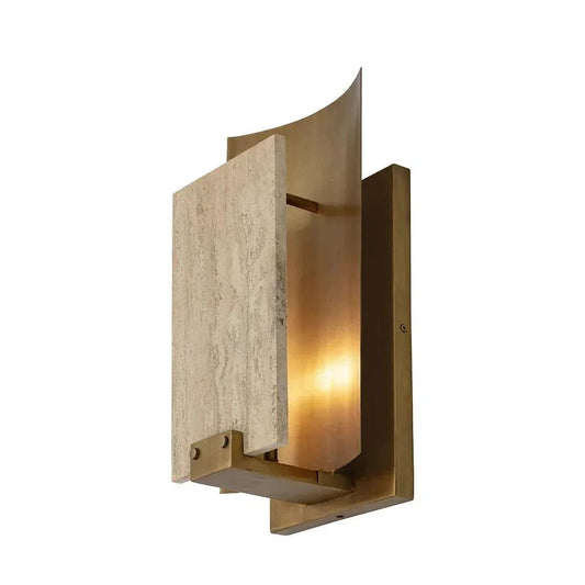 Ciana Sconce Brass Wall Light Travertine - LOOMLAN - SUNPAN - Wall Sconces