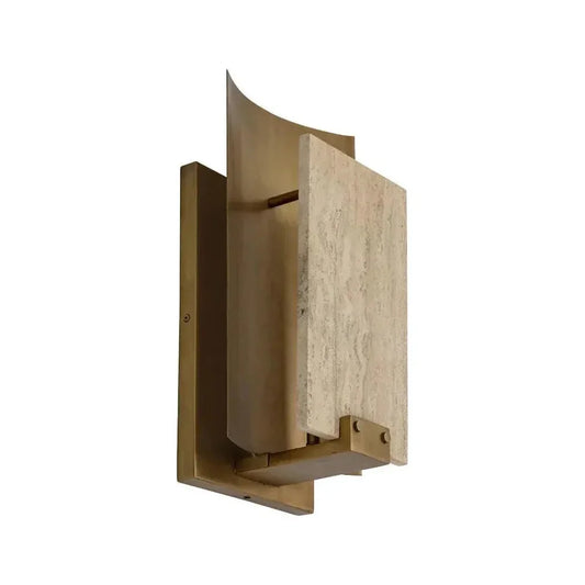 Ciana Sconce Brass Wall Light Travertine - LOOMLAN - SUNPAN - Wall Sconces