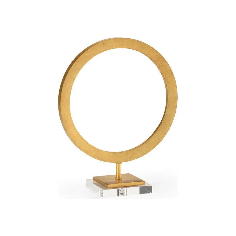 Circle Accent Gold Iron Design Sculpture - LOOMLAN - Chelsea House - Statues & Sculptures