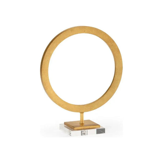 Circle Accent Gold Iron Design Sculpture - LOOMLAN - Chelsea House - Statues & Sculptures