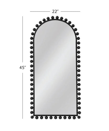 Claria Black Beaded Arched Frame Wall Mirror - LOOMLAN - Bassett Mirror - Wall Mirrors