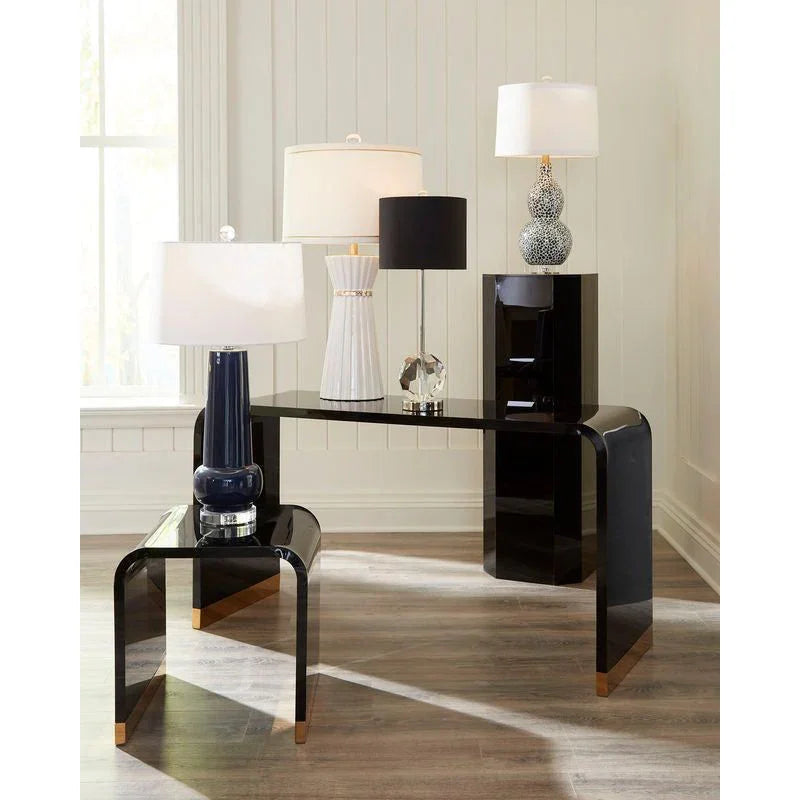 Classic Blue Glazed Ceramic Table Lamp - LOOMLAN - Wildwood - Table Lamps