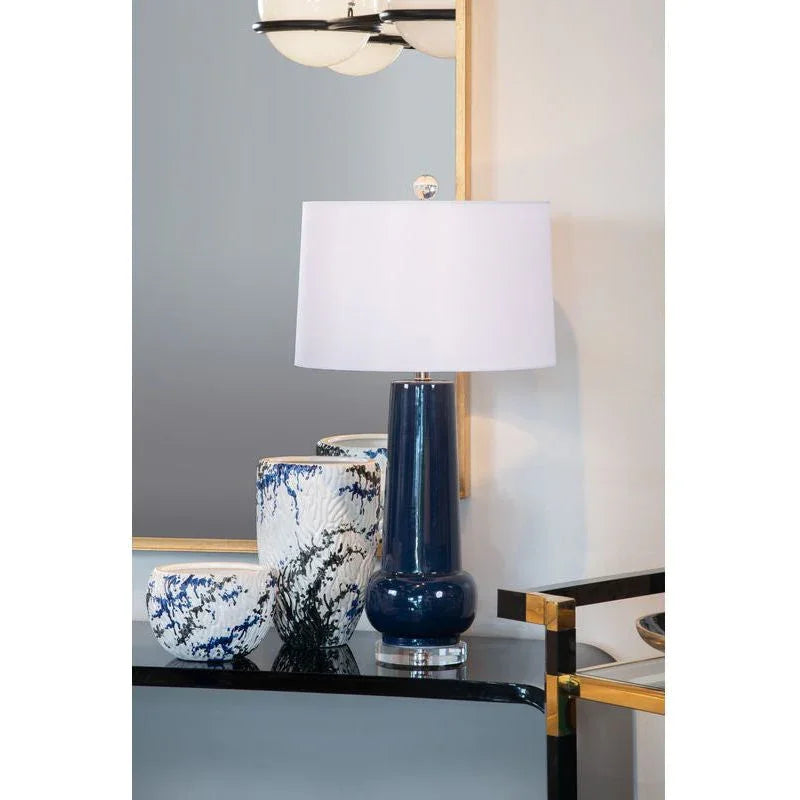 Classic Blue Glazed Ceramic Table Lamp - LOOMLAN - Wildwood - Table Lamps