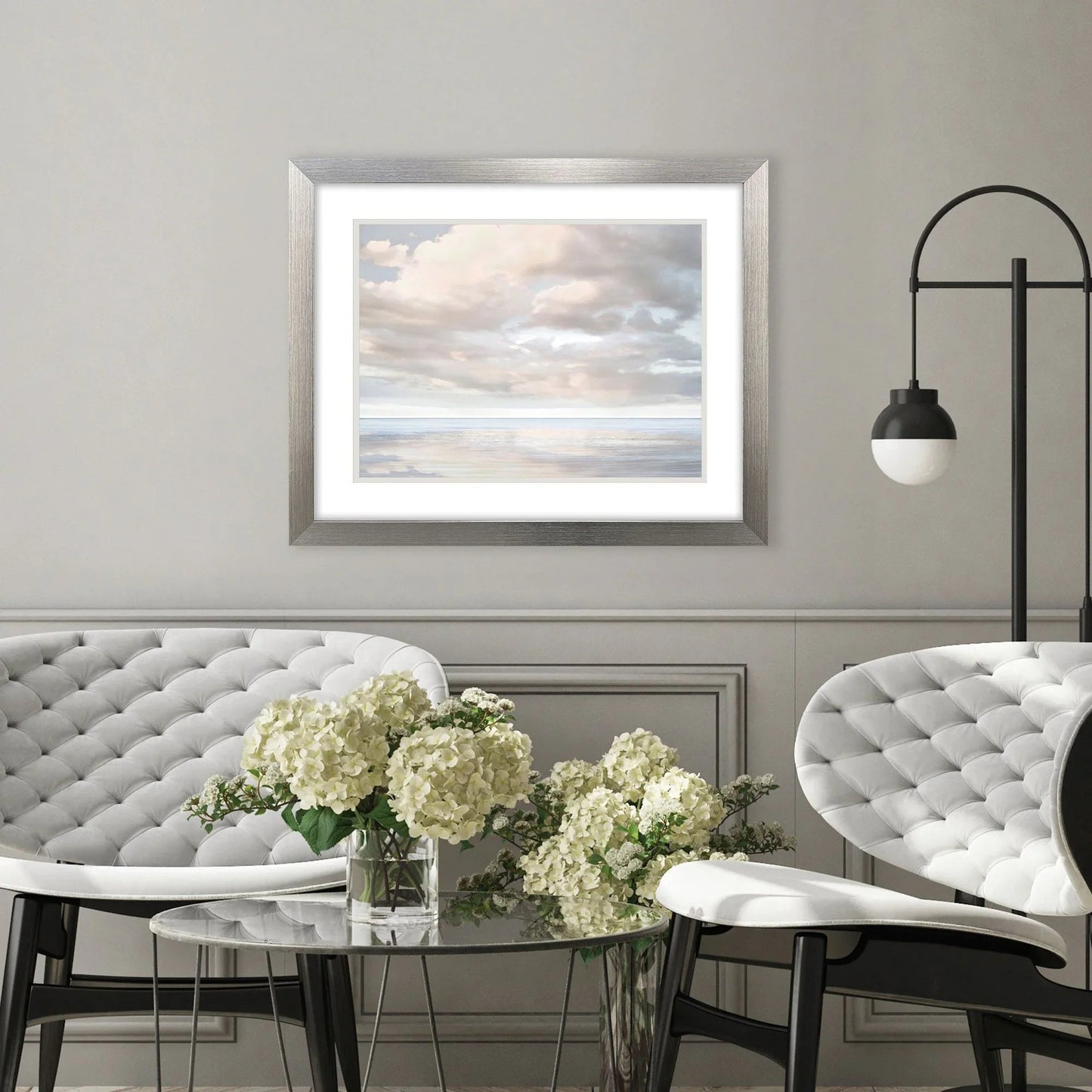 Cloudscape Brushed Silver Frame Canvas Art