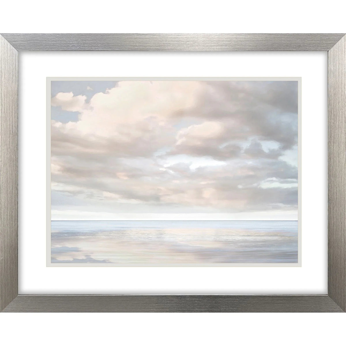 Cloudscape Brushed Silver Framed Wall Art