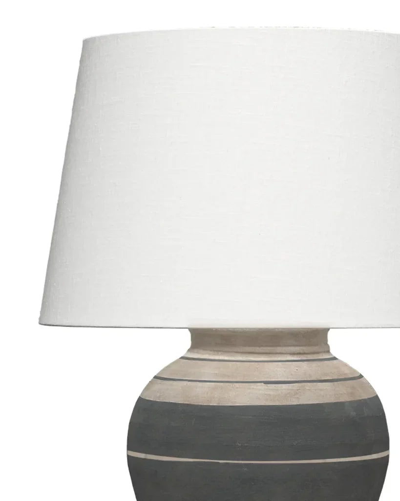 Coastal Beige & Dark Grey Ceramic Bernard Table Lamp - LOOMLAN - Jamie Young - Table Lamps