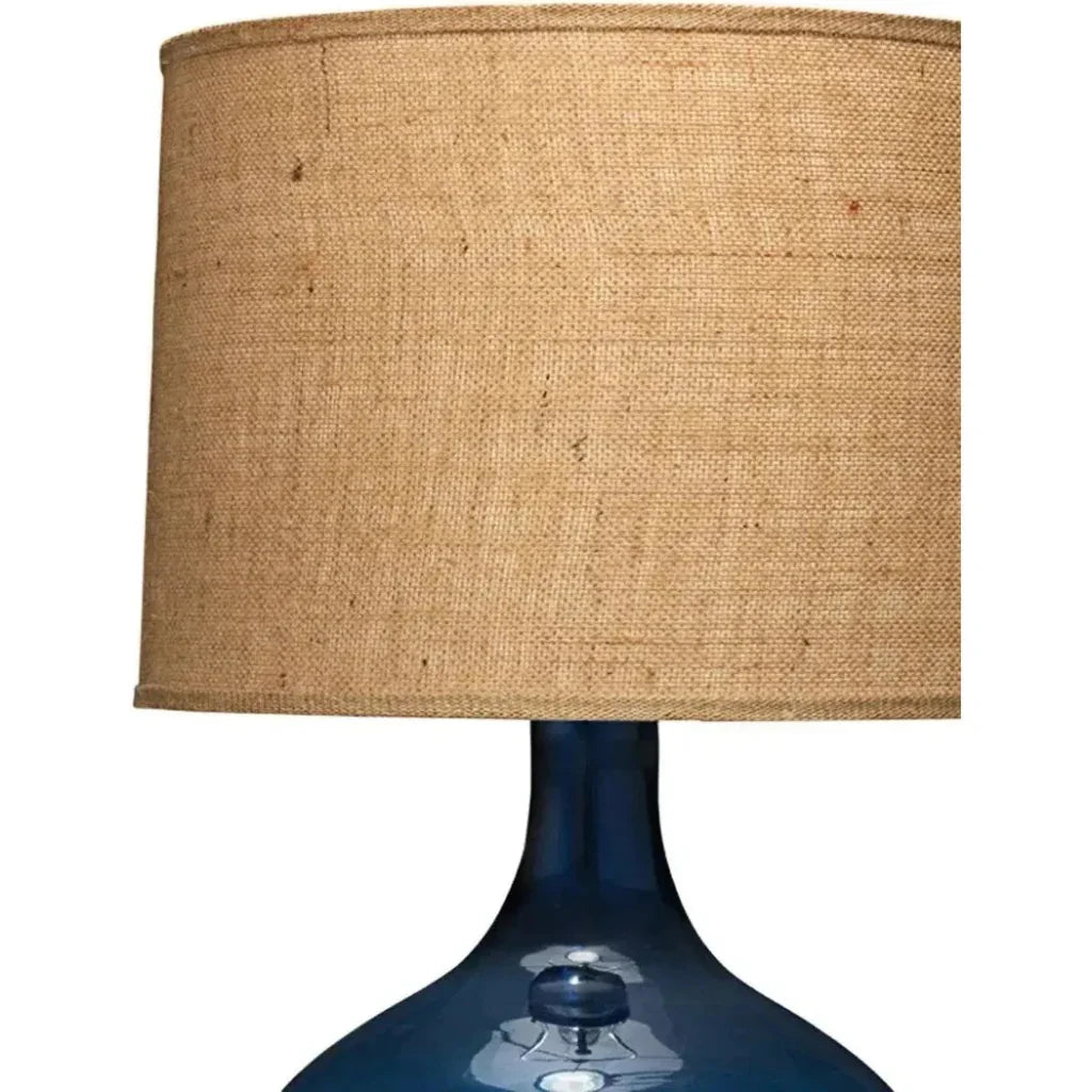 Coastal Navy Blue Glass Plum Jar Table Lamp Beige Shade - LOOMLAN - Jamie Young - Table Lamps