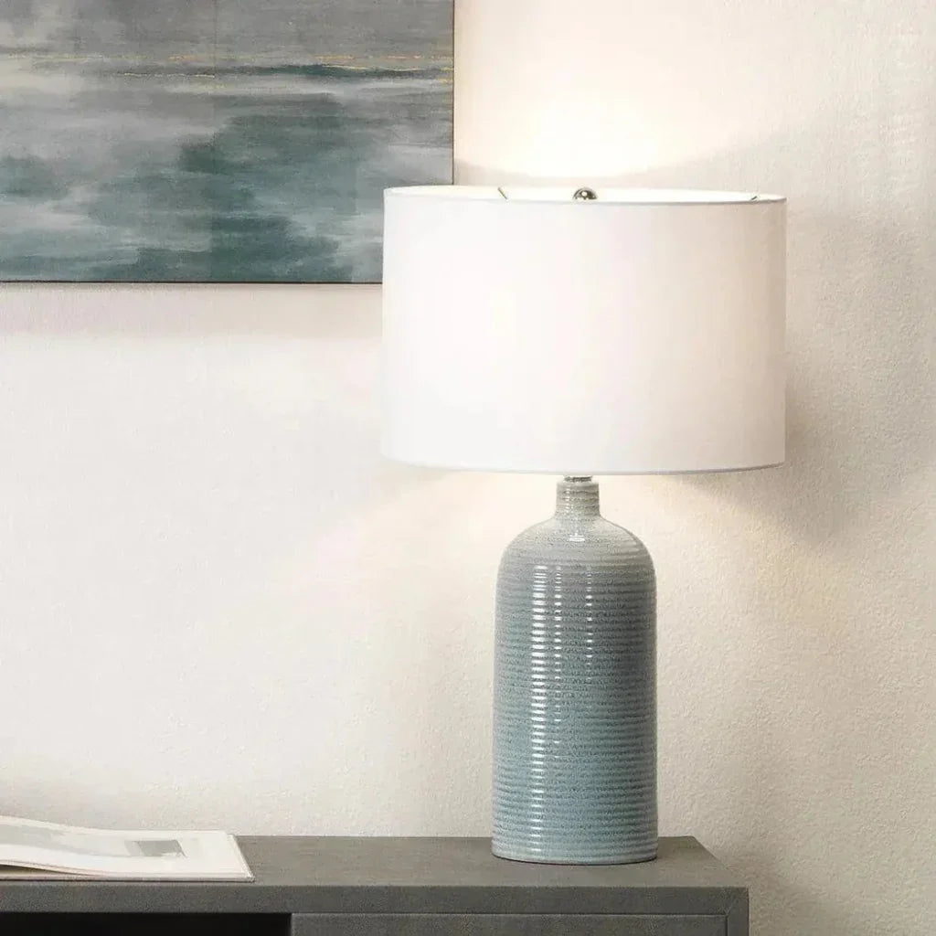 Coastal Style Blue Ceramic Declan Table Lamp - LOOMLAN - Jamie Young - Table Lamps