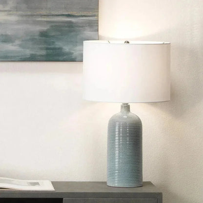 Coastal Style Blue Ceramic Declan Table Lamp - LOOMLAN - Jamie Young - Table Lamps