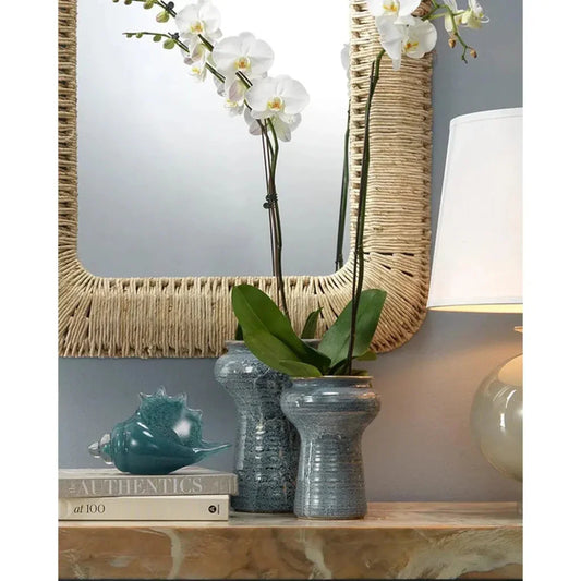 Coastal Style Blue Ceramic Snorkel Vases 2PC - LOOMLAN - Jamie Young - Vases & Jars