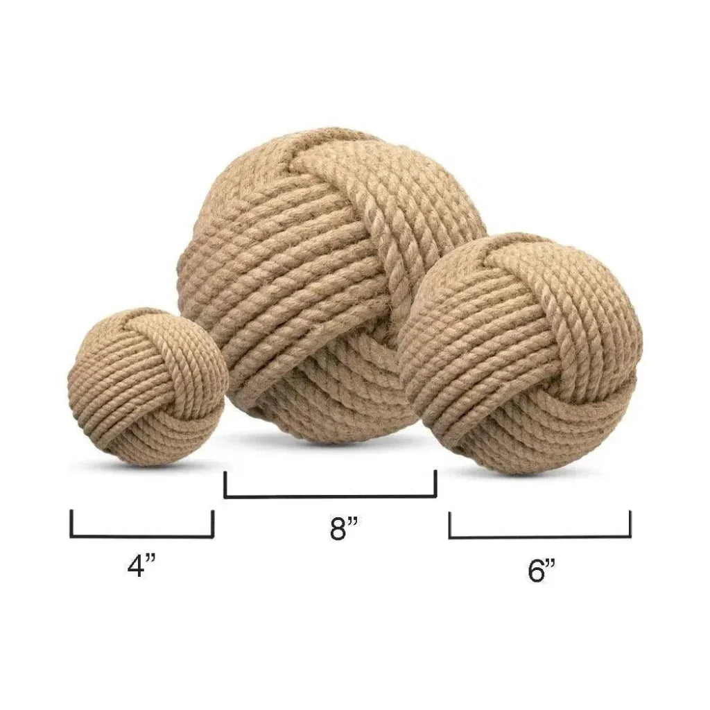 Coastal Style Brown Jute Balls (Set of 3) - LOOMLAN - Jamie Young - Statues & Sculptures