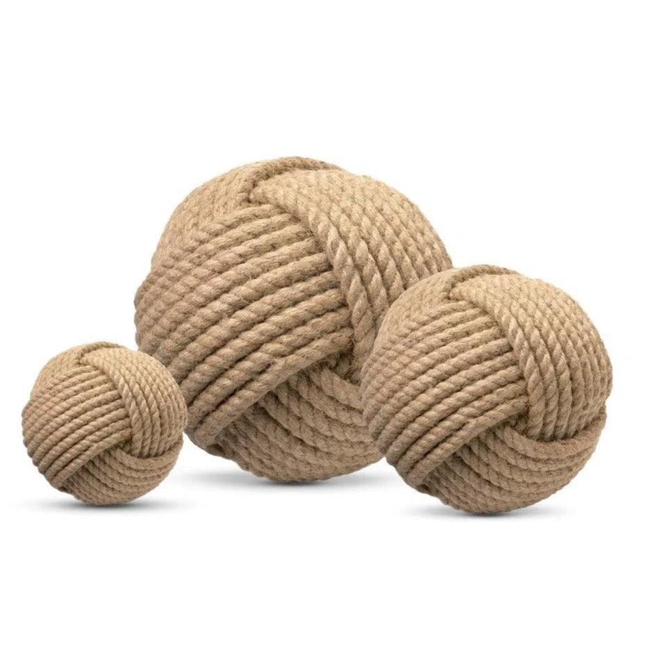 Coastal Style Brown Jute Balls (Set of 3) - LOOMLAN - Jamie Young - Statues & Sculptures